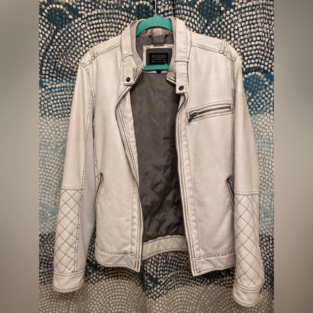 Guess Men’s White Moto Jacket